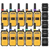 Retevis RB48A IP67 Waterproof Walkie Talkies Long Range Adults, Heavy Duty 2 Way Radio, Noise Reduction, Large PTT, 1000mW Speaker, 23-Hour, Rechargeable, for Manufacturing Construction (10 Pack)