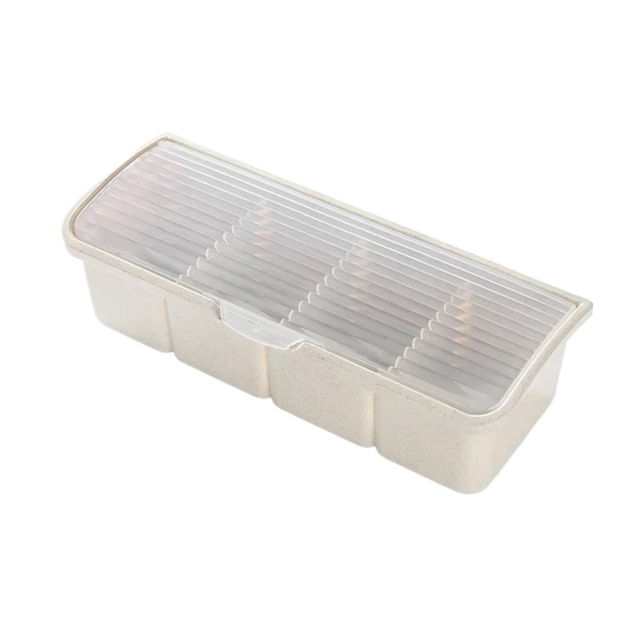 UBOHUZ Seasoning Box Condiment Storage Container Rack Spice Jar 4 Cells with Spoon Jars for for Salt Sugar Spice Pepper(Beige)