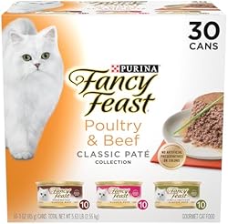 Fancy Feast Poultry and Beef Feast Classic Pate Collection Grain Free Wet Cat Food Variety Pack - (Pack of 30)