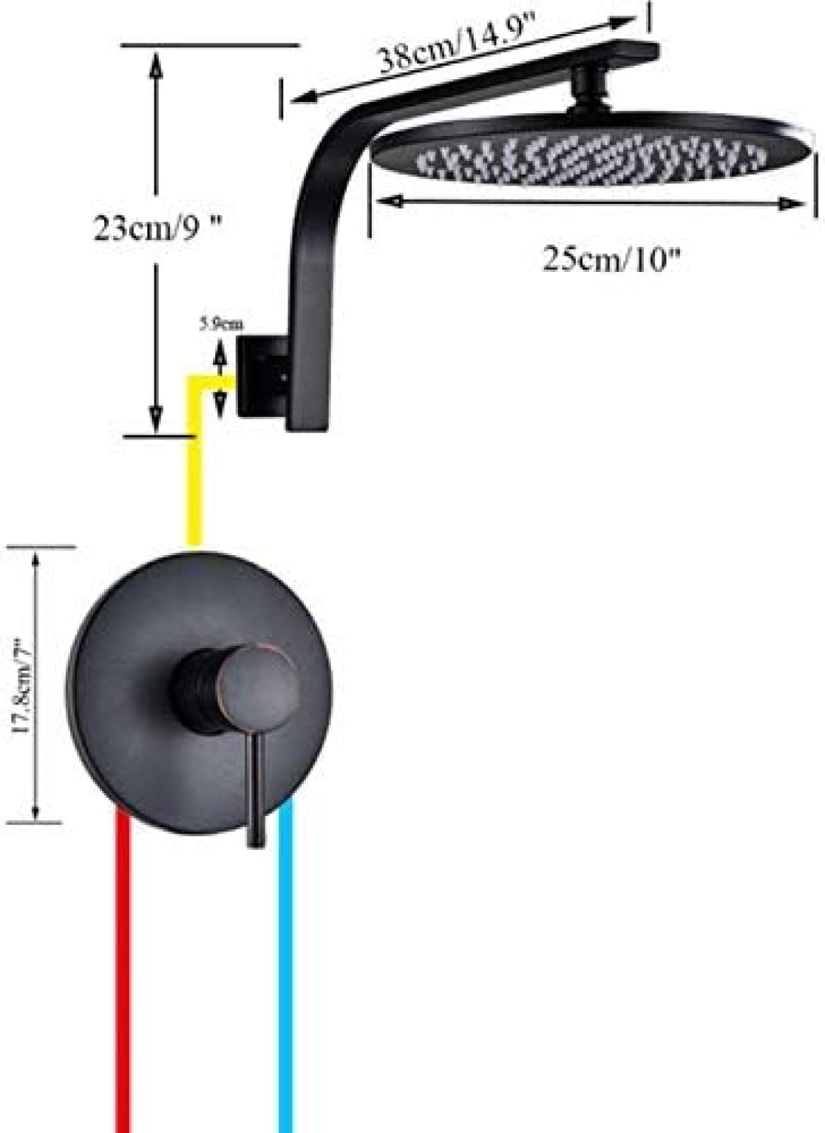 Juego de grifo de ducha de baño de bronce negro de 10 pulgadas, mezclador de agua fría y caliente