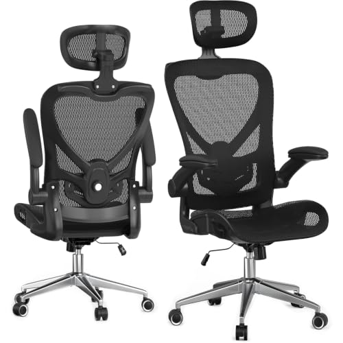 naspaluro Silla Ergonomica Escritorio Negra, Ajustable a voluntad, Silla Escritorio Silla Gaming Silla Ergonómica, Silla de Malla Estructura de Aluminio, Carga Máxima de 150 kg