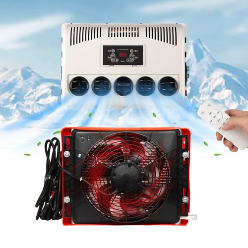 RVXXZE truck 24V DC air conditioner, split type car electric air conditioner unit suitable for trucks, RVs, excavators, bus trailers, vans, agricultural vehicles, low-noise 24V ac