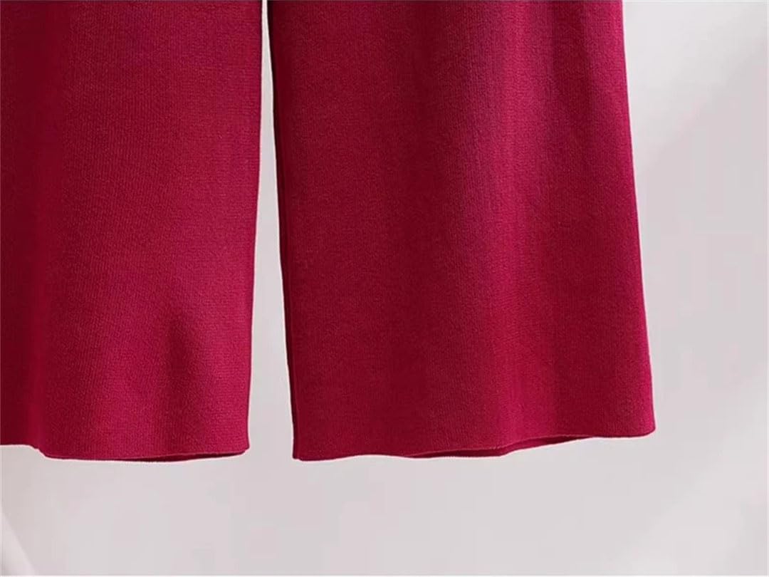 Donne A Righe Maglia Pullover 2 Pezzi Set Mezza Collo Alto Maglione Top Abiti A Vita Alta Larghi Gamba Larga Pantaloni Della Tuta Ensemble, Nero , XL
