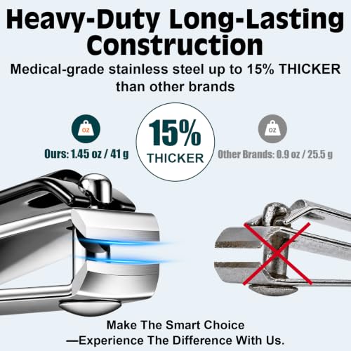 Image of Upgraded 20% Ultra Sharper All-in-One Fingernail and Toenail Clippers, 15% Thicker Sturdy DE-420J2 Stainless Steel, Great Gifts Nail Clippers for Seniors Toe Nail Clippers Case (2-in-1 Black) | Ultra Sharp All-IN-ONE Kit: 15% Thicker Premium Sturdy Podiatrist Toe Nail Care Tools. Perfect Grooming Gifts with Case