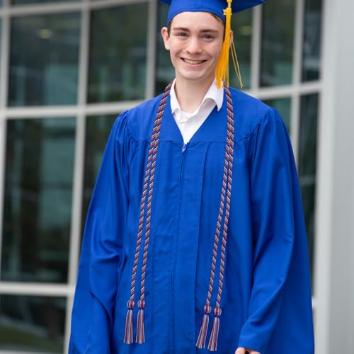 Image of Endea Graduation Double Honor Cord Three-Color (Royal Blue /Red /Silver)