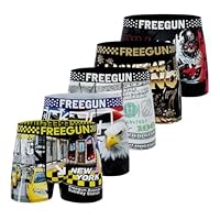 FREEGUN Boxer Homme USA, Caleçon Homme Stretch, Confortable et Ultra-Doux (Lot de 5) M