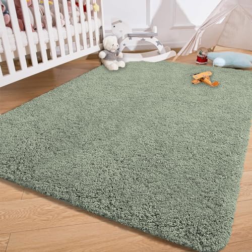 Image of LUXE HOME INTERNATIONAL Carpet Super Soft Anti Slip Vegas Rectangular Rugs for Bedroom,Livingroom(Pastel Green,4X6 Feet)