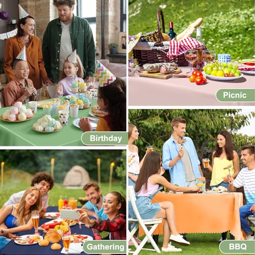 Image of NatNarr 6 Pcs Sage Green Tablecloths Plastic, Scalloped Table Cloth