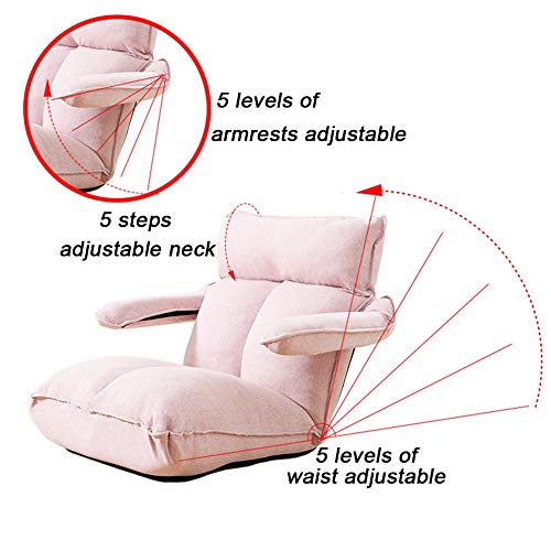 LSTSGAG Floor Chair Floor chair,Folding Padded Gaming Chair 5 gears Adjustable Backrest meditation chair with 5 gears Adjustable Armrests for balcony colour, 126x58x25cm, Blue - Image 5