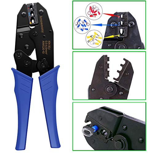Wire Terminals Crimper Kit, Knoweasy Insulated Ratcheting Terminals Crimper Set of AWG22-10 with 700PCS of Insulated Butt Bullet Spade Fork Ring Crimp Terminals Connectors
