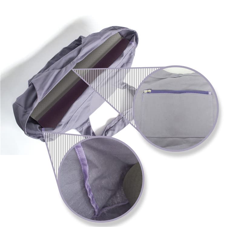 zalati Large Yoga Mat Bag with Side Pocket & Inner Zipper Pocket Canvas Carry Bag for Yoga Gym Outdoor Sports - Purple - Image 4
