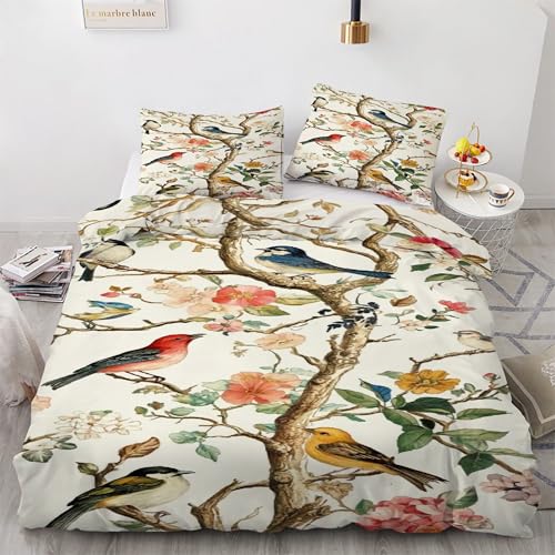 Housse Couette en Microfibre Douce 240x260 Parure de Lit Fleurs Finition Éclair KG2460