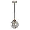 KCO Lighting 7.1” Smoked Glass Pendant Light Single Pendant Light Brushed Nickel Dining Room Light Fixtures Globe Hanging Light Fixture