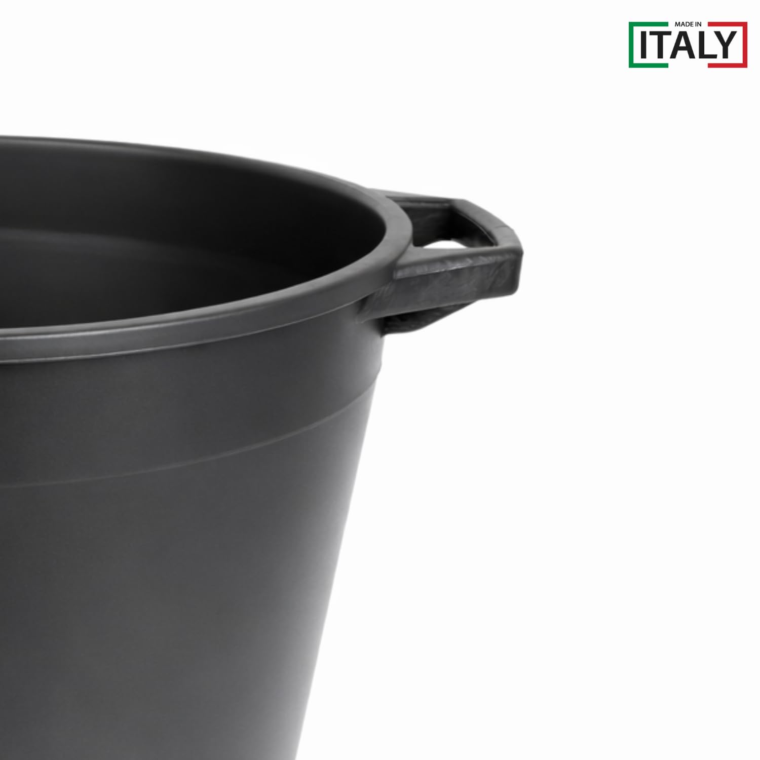 MOHOME Mastello Multiuso PVC Secchio Nero Made in Italy Cassa Macerie Malta Calcinacci Tinozza per Edilizia Set da 10 Capacità 45 Litri Impilabile Doppio Manico Resistente Cantiere Giardino Casa
