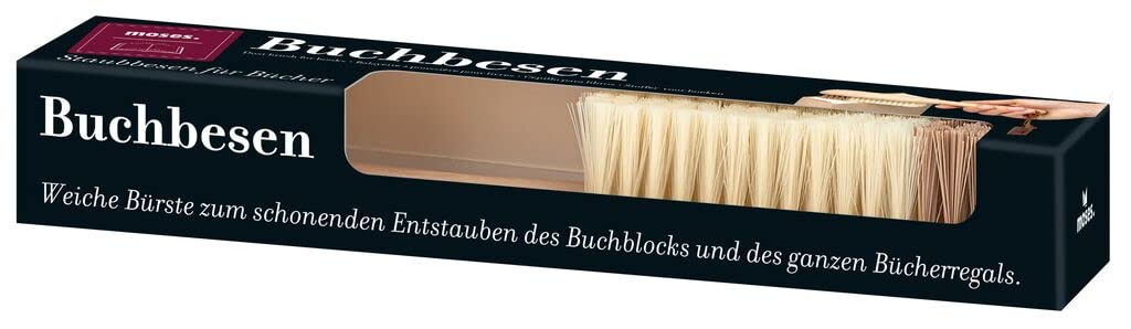 Moses. libri_x Book Brush for Dusting Books and Bookcase with Different Bristle Thicknesses, Against Dirt and Dust, Wood