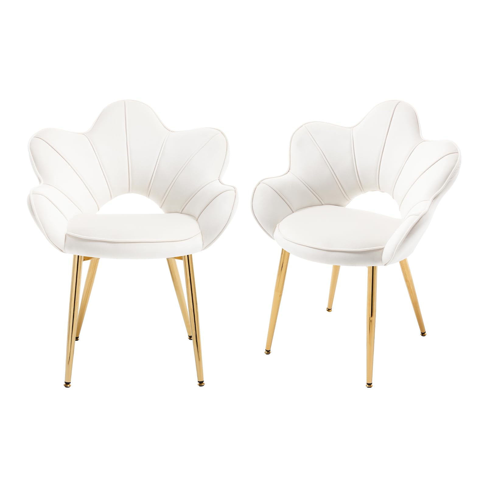 Set di 2 Sedie da Pranzo con Braccioli e Schienale,Bianco Crema | Poltrona Relax in Velluto,Sedie Cucina Moderna Poltrone da Salotto con Gambe in Metallo