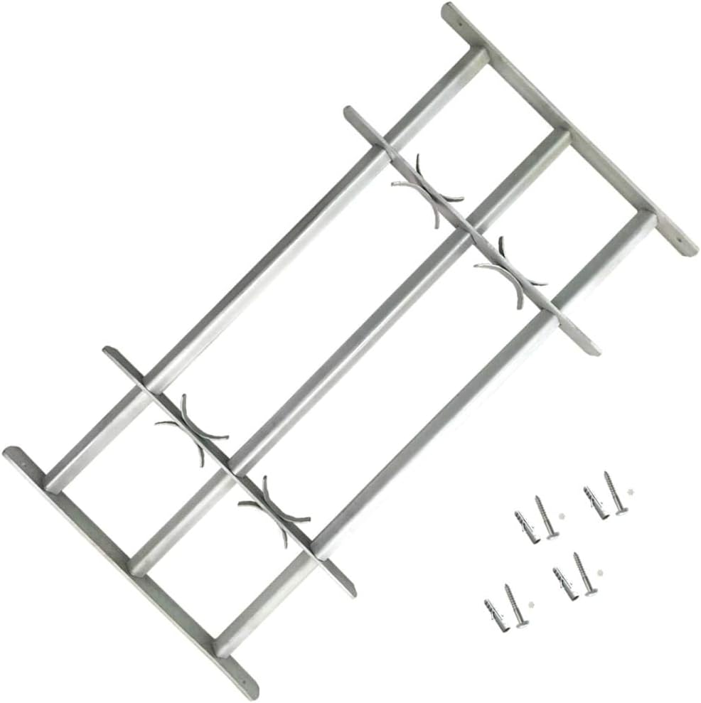 YAFF Adjustable Windows Security Grille, Galvanized Steel Windows Security Bars with 3 Crossbars, 39.4"-59.1"