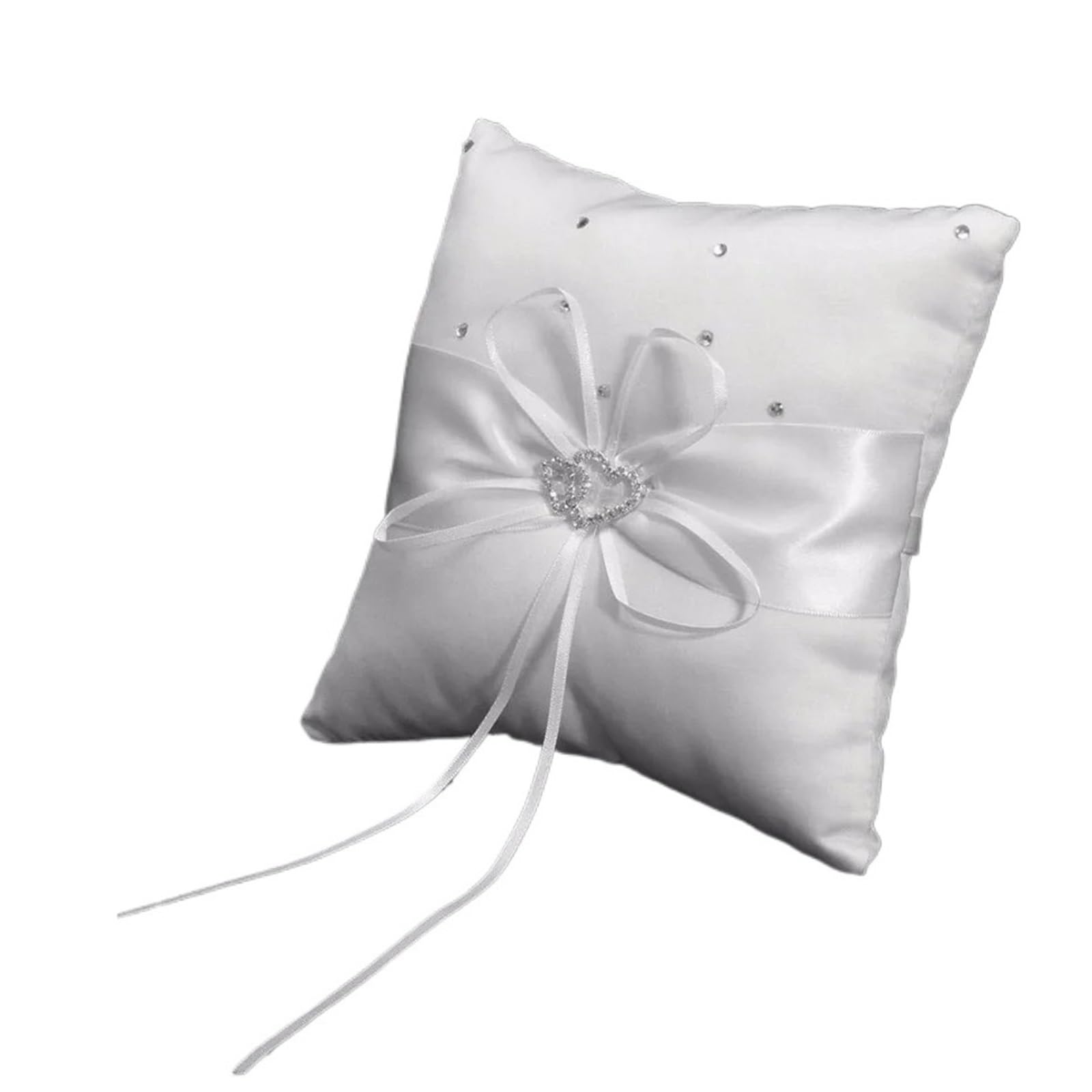 CGRSDSD Ring Bearer Pillow White Romantic Satin Heart Wedding Party Pocket Ring Bearer Pillow Cushion(150mm)
