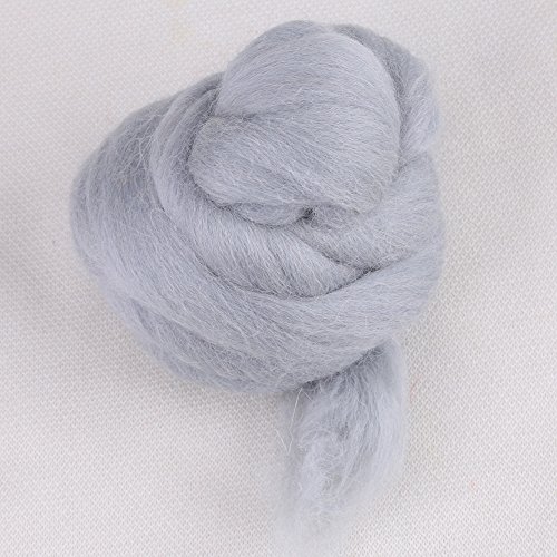 Hztyyier 55 g Ball of Chunky Wool Felting Wool Fibre Yarn Roving for Needle Felting DIY Material (Grey), Gray, Taille unique - Image 4