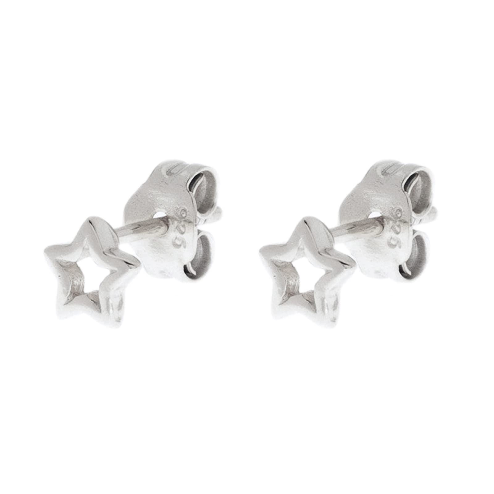 WZGWDC 925 Silber Ohrringe Vintage, Ohrstecker für Damen, polierter hohler Stern, hypoallergener Piercing-Schmuck