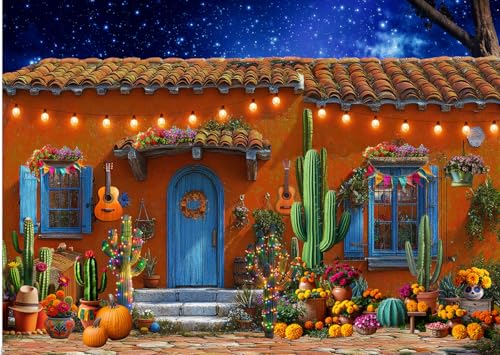 LTLYH 7x5ft MexicanTheme Backdrop Mexican Fiesta Backdrop Cabin House Party Decoraitons Mexican Cabin House Photography Background Drop Cinco De MayoParty Decorations Photo Booth Props