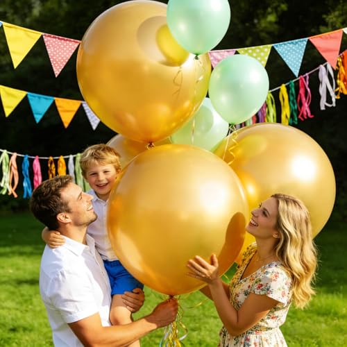 Image of 32Pcs Pearl Gold Big Balloons 18 Inch, Gold Round Large Latex Party Balloons for Birthday Wedding Decorations.