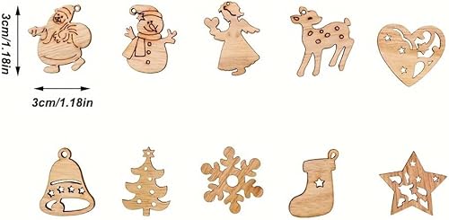 Miniatura 4 de Juego de 50 adornos colgantes clásicos de Navidad, Papá Noel, muñeco de nieve, reno, árbol de Navidad, copos de nieve y más diseños para decoración