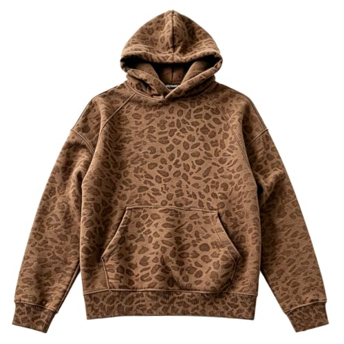 GAHIEDIM Hoodies For Women Leopard Print Hoodie For Women Oversized Y2K Pullover Fall Sweatshirt With Pocket Coffee Large - image 3