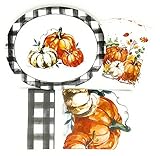 Give THANKS Pumpkins and Leaves Fall Harvest Thanksgiving Holiday Luncheon Dinnerware Disposable...