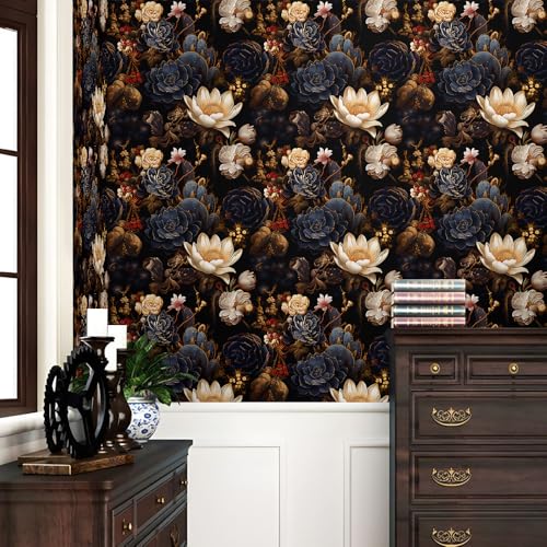 Papel pintado de suculentas negro para decorar la mesita de noche y el cajón 3