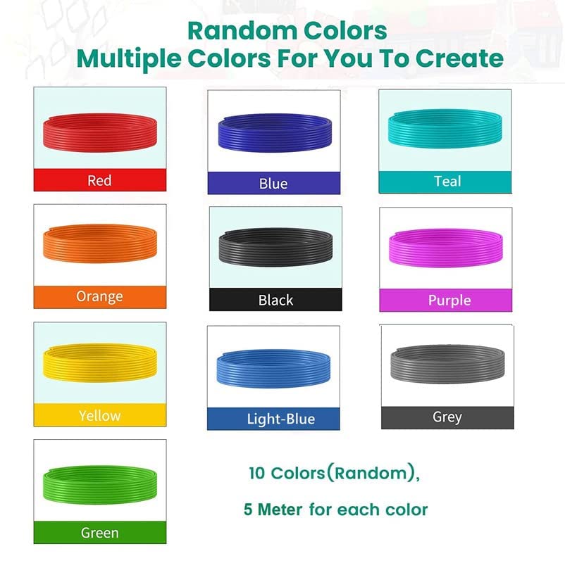 Image of Numakers PLA 3D Pen Filament Refill Pack - 1.75mm Diameter, 5 Meters Each Color,Eco-Friendly PLA, Smooth Printing, Compatible with Most 3D Pens, Multi-Color Pack (Pack of 20)