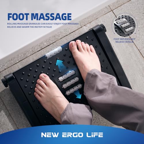 New Ergo Life Adjustable Footrest Under Desk, Comfort Foot Stool at Work, 6-Position Multi-angle Adjustable Foot Pedal, Ergonomic Posture Support, Foot Support for Office and Home (Black) - Image 7