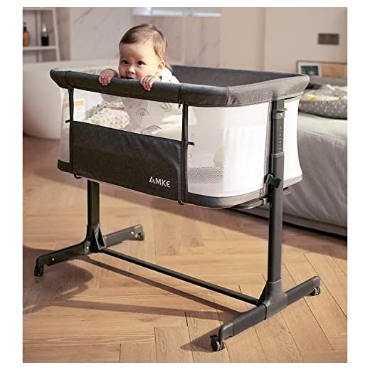 AMKE Baby Bassinets, Bedside Sleeper,All mesh Crib Portable for Safe Co-Sleeping, Adjustable Baby Bed for Infant Newborn Girl Boy