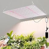 CHAMCHOI 植物育成ライト LED パネル 45W【リモコン付け 遠隔操作】IR搭載 高演色 Ra93-94 PPFD272.66μmol/m² フルスペクトル 観葉植物 ライト 24hサイクル 4h/8h/12hタイマー付き 10 段調光 3 色切替 省電 室内用 水耕栽培 多肉 野菜 植物工場など適合する（30*30cm)