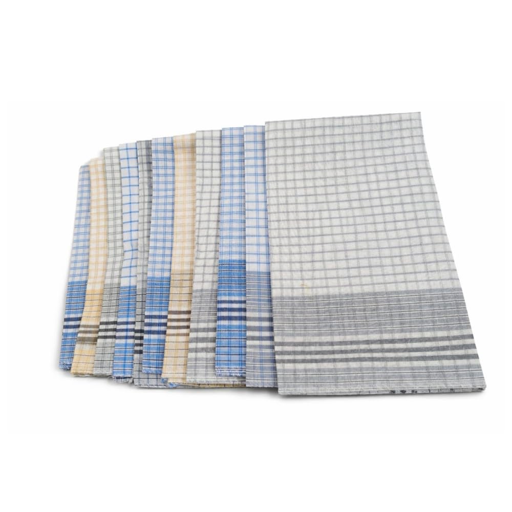 Hand Karchiff Pure Cotton Handkerchiefs for Women, Pack of 10, Light Checked Pattern, Soft and Gentle Daily Use, 56 x 56 cm-image-7