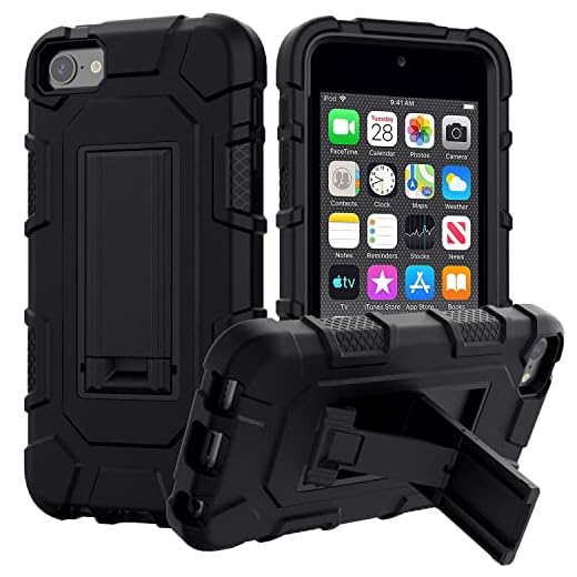 ZoneFoker iPod Touch 7th / 6th / 5th Generation Case Heavy Duty Shockproof Rugged Cover for Apple iPod Touch 7/6/5 Generation Case Black