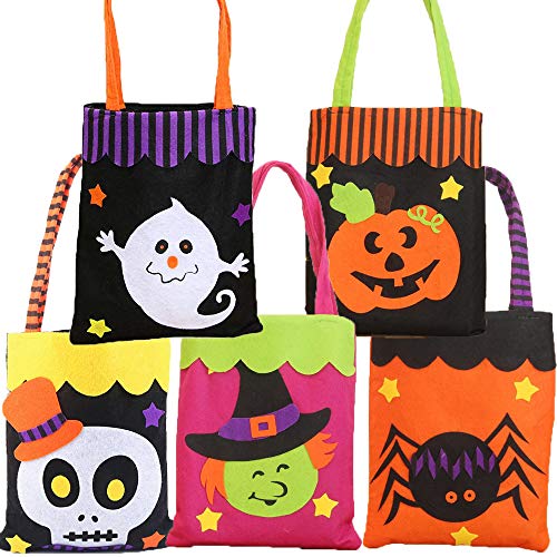 KAISHANE Bolsas de Halloween Truco o Trato Bolsas de arpillera no Tejidas Bolsas de Calabaza Bolsas de Regalo Party Goody 5 Piezas Bolsas de Dulces para favores de Fiesta de Halloween