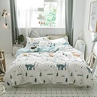 Algopix Similar Product 14 - BuLuTu Cartoon Dinosaur Duvet Cover Set