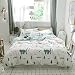 BuLuTu Dinosaur Queen Kids Duvet Cover White Boys Girls 100% Cotton,3 Pieces Premium Soft Reversible Dino Forest Print Teen Bedding Sets Full/Queen with Zipper Closure and Ties,Cute,No Comforter