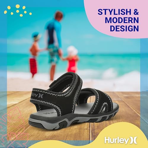 Image of Hurley Loni Toddlers and kids Water Shoes, Beach Essentials, Girls and Boys Open Toe Sandals, Lightweight, Breathable and Two Adjustable Straps
