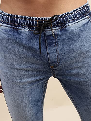 Image of Veirdo Men's Mid Rise Pure Cotton Slim Fit Full Length Jeans