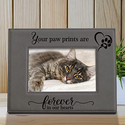 Kate Posh  Your Paw Prints Are Forever in Our Hearts Engraved Leather Picture Frame Memorial Pet Gift Loss of Dog and Cat Pet Sympathy Gift in Memory of 5 X 7 Horizontal  Cucciolini Doodles Kate posh  your paw prints are forever in our hearts Engraved leather picture frame Memorial pet gift loss of dog and cat pet sympathy gift in memory of 5 x 7 horizontal   cucciolini doodles