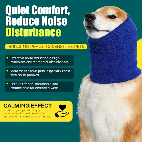 Image of Dog Calming Hoodie Quiet Head Cover Sleeves Double Layer Thickened Dog Ear Muffs Noise Protection,Dog Hematoma Ear Wrap, Dog Headband for Anxiety Relief for Bath, Thunderstorms