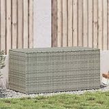 Tidyard Cassapanca Portaoggetti da Giardino in Polyrattan Grigio 100x50x50 cm con Meccanismo a Gas, Resistente alle Intemperie per Cuscini e Accessori Outdoor 46473