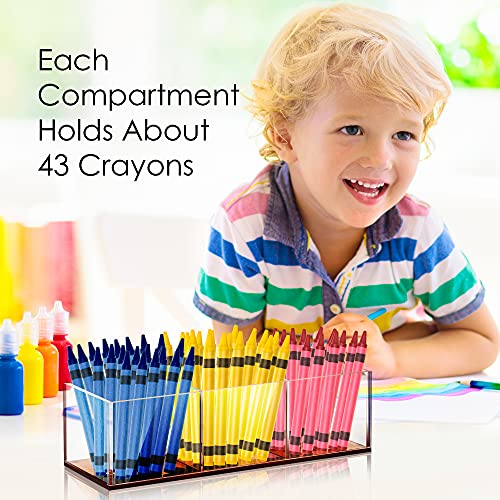 Elavain Clear Acrylic Desk Organizer With Metallic Rose Gold Base, 3 Compartment Makeup Organizer, Bathroom Accessories Holder & Office Supplies Desktop Organizer For Q Tips, Lipstick Or Craft Storage #TOP6