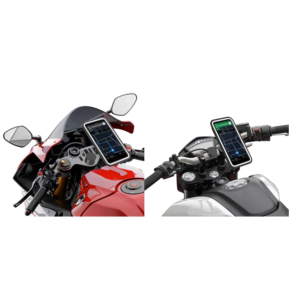 Shapeheart - Support Telephone Moto magnétique pour Demi-Guidon | Guidons Bracelets & Support Telephone Moto magnétique avec Pochette Etanche détachable | Absorbe Les Vibrations