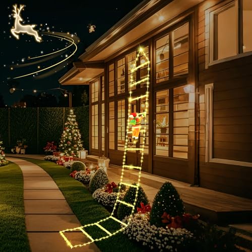 3M LED Weihnachts Leiter Lichterkette con 338 LED, mit Weihnachtsmann,...
