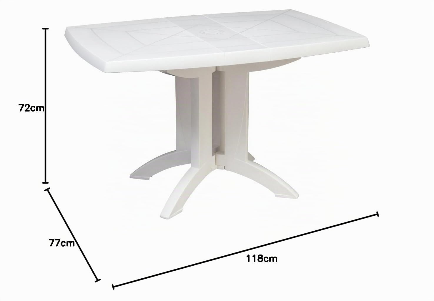 GROSFILLEX 52149004 Mesa Vega Abatible 118 x 77, Blanco, 118 x 77 x 72 cm