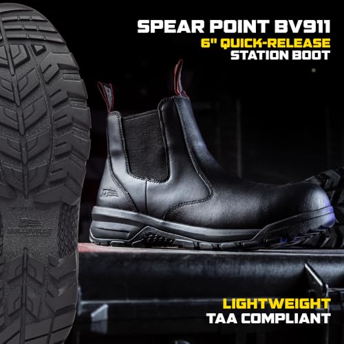 Belleville Men's 6" Spear Point Quick Release Soft Toe Station Boot - Slip-On with Full-Grain Leather - Oil & Slip-Resistant Rubber Outsole Leather Boot2