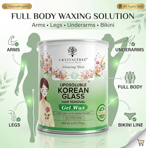 Image of Crystal Tree Korean Glass Hair Removal Wax 800ml | Liposoluble Gel Wax for Women & Men | Smooth Hair Removal for Arms, Legs, Underarms & Bikini Area | Salon Professional for All Skin Types